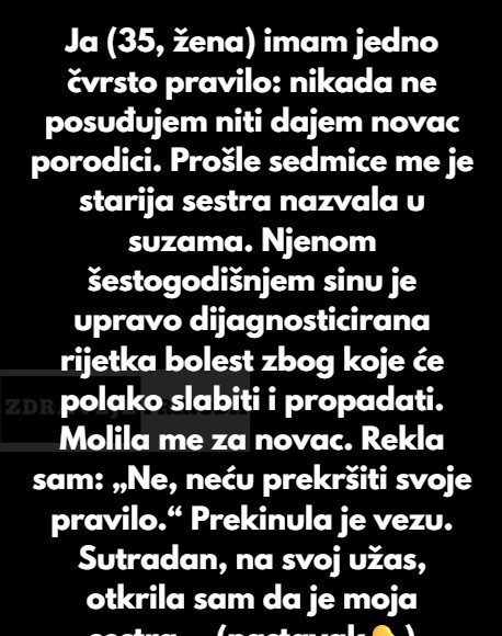 “Odbila sam pomoći sestri da spasi umiruće dijete – moj novčanik nije dio porodičnog stabla” - featured image