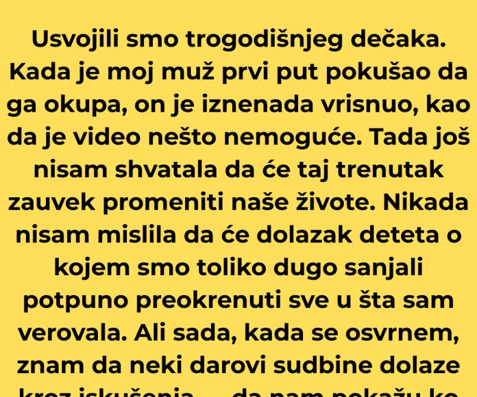 Usvojili smo trogodišnjeg dečaka. Kada je moj muž prvi put pokušao da ga okupa, on je iznenada vrisnuo. - featured image