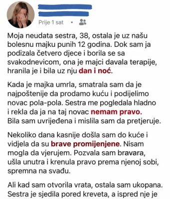 Moja neudata sestra, 38, ostala je u našu bolesnu majku punih 12 godina. Moja neudata sestra, 38, ostala je u našu bolesnu majku punih 12 godina. - featured image
