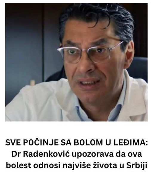 SVE P0ČINJE SA B0L0M U LEĐIMA: Dr Radenković upozorava da ova bolest odnosi najviše života u Srbiji - featured image SVE P0ČINJE SA B0L0M U LEĐIMA: Dr Radenković upozorava da ova bolest odnosi najviše života u Srbiji - featured image