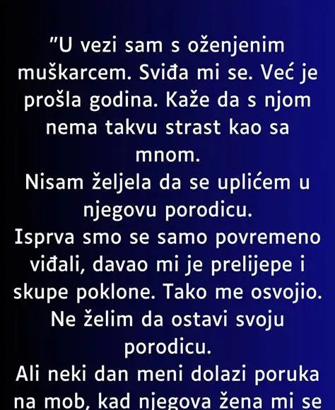 “U tajnoj vezi sam sa ozenjenim muskarcem a onda mi se javila njegova jadna zena…” - featured image