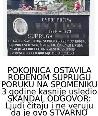 POKOJNICA OSTAVILA ROĐENOM SUPRUGU PORUKU NA SPOMENIKU 3 godine kasnije usledio SKANDAL ODGOVOR: Ljudi čitaju i ne veruju da je ovo STVARNO POKOJNICA OSTAVILA ROĐENOM SUPRUGU PORUKU NA SPOMENIKU 3 godine kasnije usledio SKANDAL ODGOVOR: Ljudi čitaju i ne veruju da je ovo STVARNO - featured image